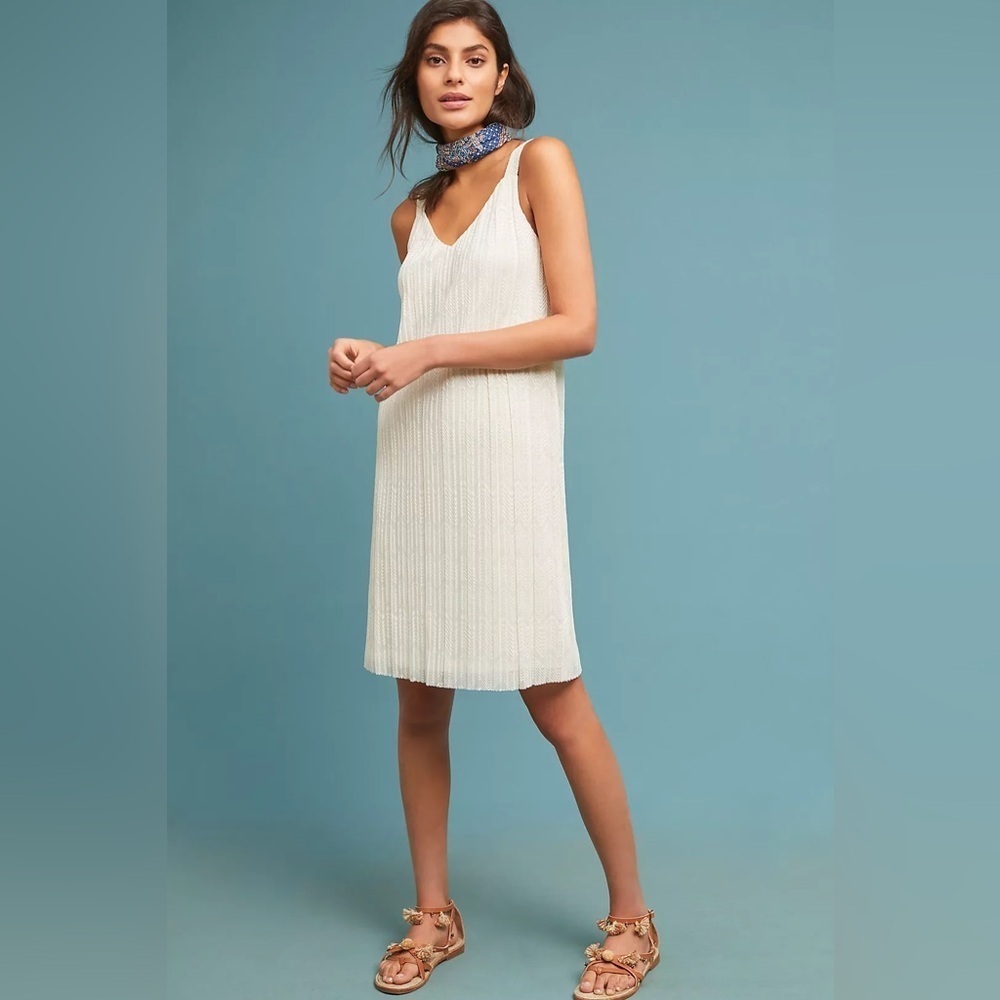 ANTHROPOLOGIE Meadow Rue Prespa Pleated Tank Top VNeck Dress